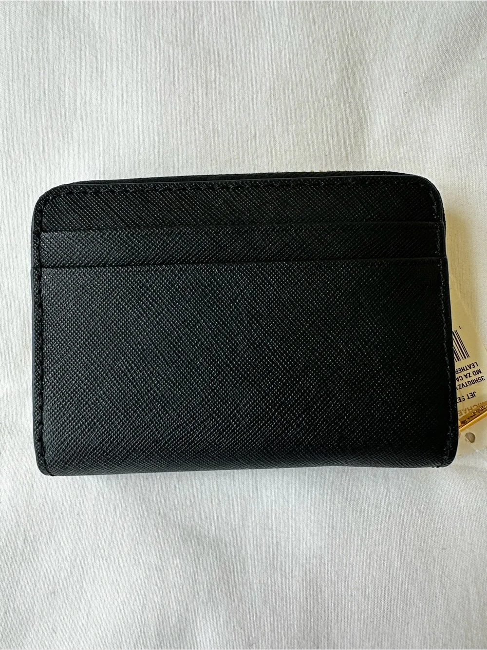 Michael Kors Jet Set Travel Black Saffiano Leather Zip Card Case Wallet NWT